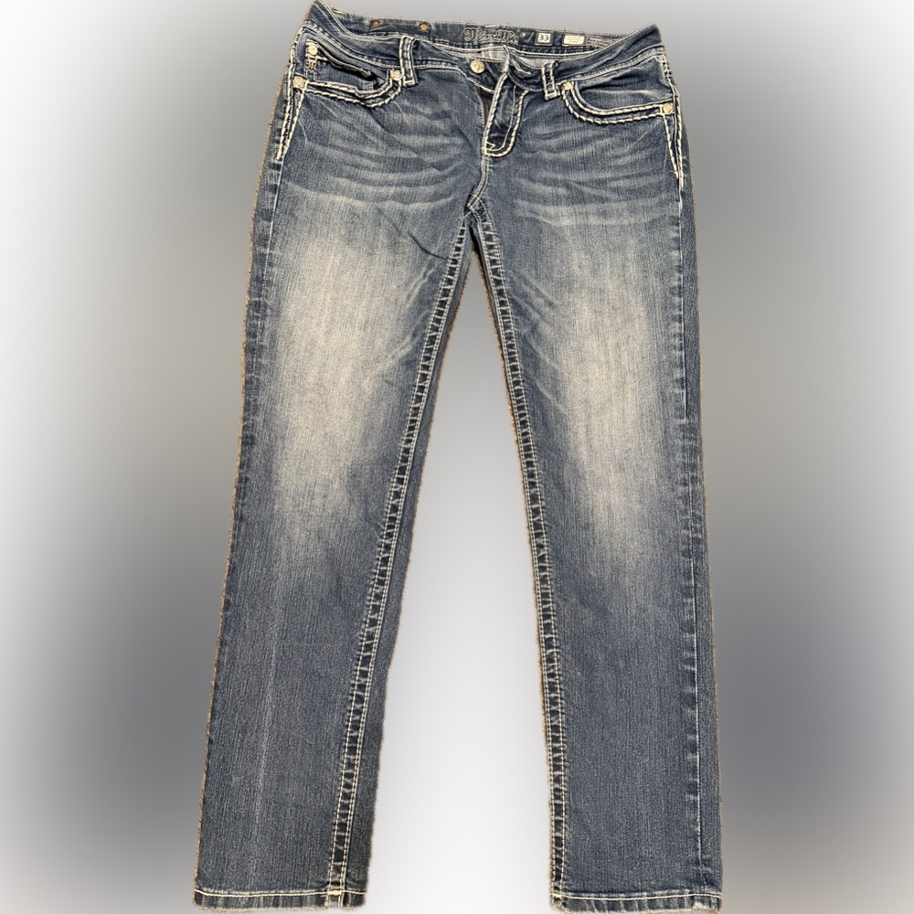 Miss Me Blue Jeans with White Stitching
